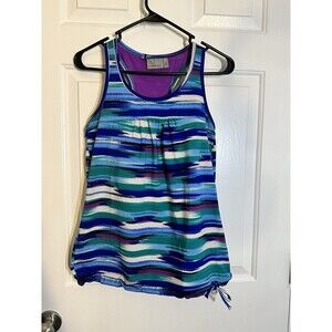 Athleta Airbrush Printed Tinker Tank Teal Purple Activewear Tank Top Size S